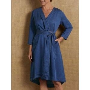 Soft Surroundings | Traviata Tencel Wrap Casual Chic 70’s Style Dress Size S